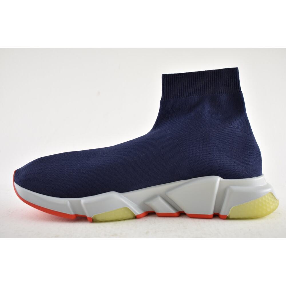 Balenciaga Mens Speed Sock Marine Navy Blue Grey BB Logo High Top Sneaker 44 11 - Picture 9 of 12
